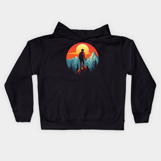 Rock Climbing Vintage Climber Kids Hoodie by Happy Shirt